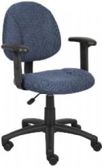 Boss Office Products B316-BE Blue Deluxe Posture Chair W/ Adjustable Arms, Thick padded seat and back with built-in lumbar support, Waterfall seat reduces stress to legs, Adjustable back depth, Pneumatic seat height adjustment, Dimension 25 W x 25 D x 35-40 H in, Fabric Type Tweed, Frame Color Black, Cushion Color Blue, Seat Size 17.5" W x 16.5" D, Seat Height 18.5"-23.5" H, Arm Height 24-32" H, Wt. Capacity (lbs) 250, Item Weight 30 lbs, UPC 751118031638 (B316BE B316-BE B-316BE) 