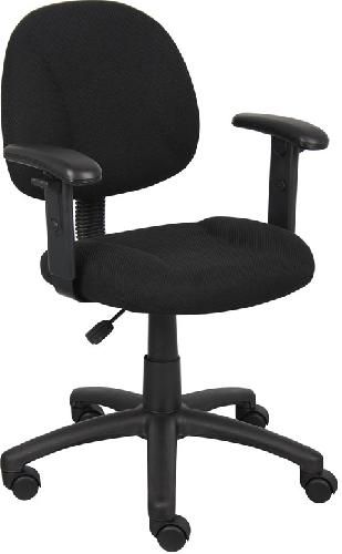 Boss Office Products B316-BK Black Deluxe Posture Chair W/ Adjustable Arms, Thick padded seat and back with built-in lumbar support, Waterfall seat reduces stress to legs, Adjustable back depth, Pneumatic seat height adjustment, Dimension 25 W x 25 D x 35-40 H in, Fabric Type Tweed, Frame Color Black, Cushion Color Black, Seat Size 17.5