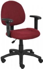 Boss Office Products B316-BY Burgundy Deluxe Posture Chair W/ Adjustable Arms, Thick padded seat and back with built-in lumbar support, Waterfall seat reduces stress to legs, Adjustable back depth, Pneumatic seat height adjustment, Dimension 25 W x 25 D x 35-40 H in, Fabric Type Tweed, Frame Color Black, Cushion Color Burgundy, Seat Size 17.5" W x 16.5" D, Seat Height 18.5"-23.5" H, Arm Height 24-32" H, Wt. Capacity (lbs) 250, Item Weight 30 lbs, UPC 751118031645 (B316BY B316-BY B-316BY) 