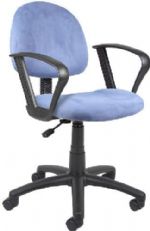 Boss Office Products B327-BE Blue Microfiber Deluxe Posture Chair W/ Loop Arms, Thick padded seat and back with built-in lumbar support, Waterfall seat reduces stress to legs, Adjustable back depth, Pneumatic seat height adjustment, Dimension 25 W x 25 D x 35 -40 H in, Frame Color Black, Cushion Color Blue, Seat Size 17.5" W x 16.5" D, Seat Height 18.5"-23.5" H, Arm Height 26"-33"H, Wt. Capacity (lbs) 250, Item Weight 27 lbs, UPC 751118327038 (B327BE B327-BE B3-27BE) 