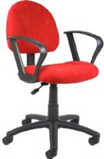 Boss Office Products B327-RD Red Microfiber Deluxe Posture Chair W/ Loop Arms, Thick padded seat and back with built-in lumbar support, Waterfall seat reduces stress to legs, Adjustable back depth, Pneumatic seat height adjustment, Dimension 25 W x 25 D x 35 -40 H in, Fabric Type Microfiber, Frame Color Black, Cushion Color Red, Seat Size 17.5" W x 16.5" D, Seat Height 18.5"-23.5" H, Arm Height 26"-33"H, Wt. Capacity (lbs) 250, Item Weight 27 lbs, UPC 751118327199 (B327RD B327-RD B3-27RD) 