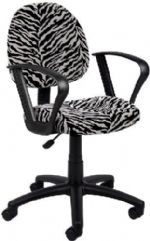 Boss Office Products B327-ZB Zebra Print Microfiber Deluxe Posture Chair W/ Loop Arms, Thick padded seat and back with built-in lumbar support, Waterfall seat reduces stress to legs, Adjustable back depth, Pneumatic seat height adjustment, Dimension 25 W x 25 D x 35 -40 H in, Frame Color Black, Cushion Color Zebra, Seat Size 17.5" W x 16.5" D, Seat Height 18.5"-23.5" H, Arm Height 26"-33"H, Wt. Capacity (lbs) 250, UPC 751118327113 (B327ZB B327-ZB B3-27ZB) 