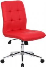 Boss Office Products B330-RD Boss Office Products B330-RD Modern Office Chair - Red, Beautifully upholstered with ultra-soft durable and breathable Red CaressoftPlus, Spring tilt mechanism, Upright locking position, Pneumatic gas lift seat height adjustment, Dimension 27 W x 27 D x 35.5-38.5 H in, Frame Color Chrome, Cushion Color Red, Seat Size 19.5"W x 18"D, Seat Height 18"-21"H, Wt. Capacity (lbs) 250, Item Weight 29 lbs, UPC 751118330199 (B330RD B330-RD B3-30RD) 