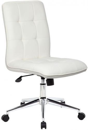 Boss Office Products B330-WT Boss Office Products B330-WT Modern Office Chair - White, Beautifully upholstered with ultra-soft durable and breathable White CaressoftPlus, Spring tilt mechanism, Upright locking position, Pneumatic gas lift seat height adjustment, Dimension 27 W x 27 D x 35.5-38.5 H in, Frame Color Chrome, Cushion Color White, Seat Size 19.5