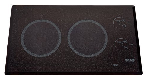 Kenyon B41576 Lite-Touch Q 2 Burner Trimline, black, Portrait, touch control (two 6  inch) 240 V UL, Subtly textured black glass, Beveled-edge glass can be mounted flush or proud, Stylish muted graphics will enhance any kitchen decor, Durable ceramic glass is easy to clean, Heat-limiting cooking surface protects for safety, 