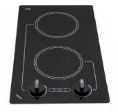 Kenyon B41601 Caribbean 2 Burner, black with analog control (two 6 ½ inch) 120V UL; Smooth black glass with white graphics; Rounded edged ceramic glass; Durable ceramic glass is easy to clean; Heat-limiting cooking surface protects for safety; "On" & "Hot" burner indicator light; ERadiant System; 12 LBS Actual Weight; Knob Control; 2400 Watts Max Load; Landscape, Portrait Layout; UPC 617181001612 (B41601 B-41601) 