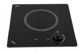 Kenyon B41606 Caribbean 1 Burner, black with analog control (6 ½ inch) 240V UL; Smooth black glass with white graphics; Rounded edged ceramic glass; Durable ceramic glass is easy to clean; Heat-limiting cooking surface protects for safety; "On" & "Hot" burner indicator light; Radiant System; 6 LBS Actual Weight; Knob Control; 1200 Watts Max Load; Landscape, Portrait Layout; UPC 617181001643 (B41606 B-41606) 