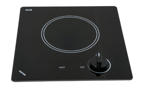 Kenyon B41606 Caribbean 1 Burner, black with analog control (6  inch) 240V UL; Smooth black glass with white graphics; Rounded edged ceramic glass; Durable ceramic glass is easy to clean; Heat-limiting cooking surface protects for safety; 