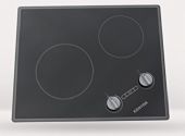 Kenyon B41706 Glacier 2 Burner XL, black with analog control (6 ½ & 8 inch) 120V UL; Smooth black glass with stainless steel graphics; Rounded edged design creates a beleved edge look; New style stainless steel colored knobs provide and attractive look & feel; Freeze renovation costs and support the environment with an upgrade to "green" ceramic electric cooktops; Durable ceramic glass is easy to clean; Sized to fit an existing standard coil cooktop opening; UPC 617181004910 (B41706 B-41706) 