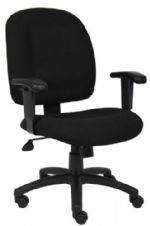 Boss Office Products B495-BK Black Fabric Task Chair W/ Adjustable Arms, Mid-back styling with firm lumbar support, Elegantly upholstered in Chenille fabric, 25" five star base, Hooded double wheel casters, Adjustable tilt tension control, Frame Color: Black, Cushion Color: Black, Seat Size: 20.5" W x 22" D, Seat Height: 17.5"-20.5" H, Arm Height: 25-31" H, Overall Size: 26" W x 27" D x 37"-40" H, Wt. Capacity (lbs): 250, UPC 751118495010 (B495BK B495-BK B-495BK) 