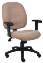 Boss Office Products B495-CH Chestnut Fabric Task Chair W/ Adjustable Arms, Mid-back styling with firm lumbar support, Elegantly upholstered in Chenille fabric, 25" five star base, Hooded double wheel casters, Adjustable tilt tension control, Frame Color: Black, Cushion Color: Chestnut, Seat Size: 20.5" W x 22" D, Seat Height: 17.5"-20.5" H, Arm Height: 25-31" H, Overall Size: 26" W x 27" D x 37"-40" H, Wt. Capacity (lbs): 250, UPC 751118495126 (B495-CH B495CH B-495CH) 