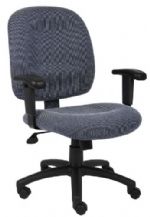 Boss Office Products B495-SB Sky Blue Fabric Task Chair W/ Adjustable Arms, Mid-back styling with firm lumbar support, Elegantly upholstered in Chenille fabric, 25" five star base, Hooded double wheel casters, Adjustable tilt tension control, Frame Color: Black, Cushion Color: Sky Blue, Seat Size: 20.5" W x 22" D, Seat Height: 17.5"-20.5" H, Arm Height: 25-31" H, Overall Size: 26" W x 27" D x 37"-40" H, Wt. Capacity (lbs): 250, UPC 751118495102 (B495SB B495-SB B-495SB) 
