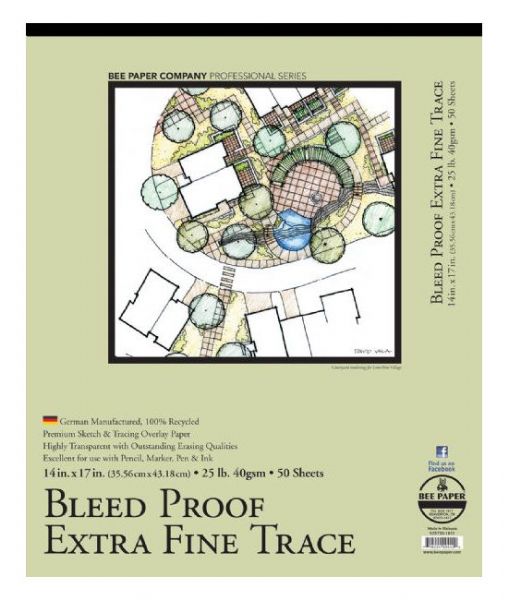 Bee Paper B525T50-1417 Bleed Proof Extra Fine Trace Pad 14