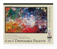 Bee Paper B6055T50-1417 4-In-1 Disposable Palette Pad 17" x 14"; An all purpose mixing paper, especially created by Aquabee; For use with oils, acrylics, heavy bodied wet media and craft paints; Poly-coated; 30 lb; (49 gsm); 17" x 14"; Tape bound; 50-sheets; Shipping Weight 1.7 lb; Shipping Dimensions 17.05 x 14.1 x 0.45 in; UPC 718224044693 (BEEPAPERB6055T501417 BEEPAPER-B6055T501417 BEE-PAPER-B6055T50-1417 B6055T501417 PAINTING PAPER) 