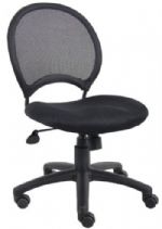 Boss Office Products B6215 Mesh Chair, Open mesh back designed to prevent body heat and moisture build up, Solid metal back frame with a ballistic nylon wrap, Breathable mesh fabric seat with ample padding, 25" nylon base, Dimension 25 W x 25 D x 34.5-38.5 H in, Fabric Type Mesh, Frame Color Black, Cushion Color Black, Seat Size 18" W x 19.5" D, Seat Height 18.5"-22.5" H, Wt. Capacity (lbs) 250, Item Weight 24 lbs, UPC 751118621518 (B6215 B6215 B6215) 