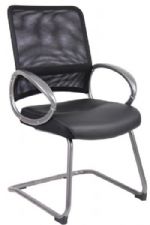Boss Office Products B6409 Mesh Back W/ Pewter Finish Guest Chair, Beautfully upholstered in Black LeatherPlus (seat) and breathable mesh (back.) Pewter finished loop arms, Metal Pewter finished cantilever sled base,, Dimension 25 W x 24 D x 39 H in, Fabric Type Mesh/LP, Frame Color Pewter, Cushion Color Black, Seat Size 19"W x 18.5"D, Seat Height 19"H, Arm Height 27"H, Wt. Capacity (lbs) 250, Item Weight 26 lbs, UPC 751118640915 (B6409 B6409 B6409) 