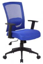 Boss Office Products B6706-BE Mesh Back Task Chair - Blue; Contemporary chair upholstered with mesh material, which allows air to pass through, adding to long term comfort by preventing body heat and moisture to build-up; Breathable mesh fabric seat; Adjustable height armrests; Spring tilt mechanism; Fabric Type: Mesh; Frame Color: Black; Cushion Color: Blue; Seat Size: 19" W x 19" D; Seat Height: 19" - 22" H; Arm Height: 25"- 32" H; UPC 751118670639 (B6706BE B6706-BE B6706BE) 