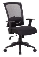 Boss Office Products B6706-BK Mesh Back Task Chair - Black; Contemporary chair upholstered with mesh material, which allows air to pass through, adding to long term comfort by preventing body heat and moisture to build-up; Breathable mesh fabric seat; Adjustable height armrests; Spring tilt mechanism; Fabric Type: Mesh; Frame Color: Black; Cushion Color: Black; Seat Size: 19" W x 19" D; Seat Height: 19" - 22" H; Arm Height: 25"- 32" H; UPC 751118670615 (B6706BK B6706-BK B6706BK) 