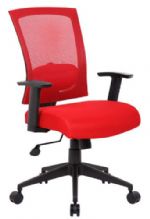 Boss Office Products B6706-RD Mesh Back Task Chair - Red; Contemporary chair upholstered with mesh material, which allows air to pass through, adding to long term comfort by preventing body heat and moisture to build-up; Breathable mesh fabric seat; Adjustable height armrests; Spring tilt mechanism; Fabric Type: Mesh; Frame Color: Black; Cushion Color: Red; Seat Size: 19Ã¢€ W x 19Ã¢€ D; Seat Height: 19Ã¢€ Ã¢ 22Ã¢€ H; Arm Height: 25Ã¢€- 32Ã¢€ H; UPC 751118670646 (B6706RD B6706-RD B6706RD) 