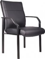 Boss Office Products B689 Mid Back Guest Chair In Leatherplus, Beautifully upholstered in black LeatherPlus, LeatherPlus is leather that is polyurethane infused for added softness and durability, Passive ergonomic seating with built-in lumbar support, Matching guest chair with powder coated steel legs, Dimension 26 W x 25.5 D x 35.5 H in, Fabric Type LeatherPlus, Frame Color Black, Cushion Color Black, Seat Size 19.5" W x 21" D, Seat Height 19" H, UPC 751118068900 (B689 B689 B689) 