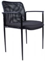 Boss Office Products B6909-BK Stackable Mesh Guest Chair - Black, Contemporary Style, Painted tubular steel frame, Molded cap arms, Stackable for space saving storage, Waterfall seat to reduce stress on legs, Tapered legs. Stacks 4 high, Fabric Type: Mesh, Frame Color: Black, Cushion Color: Black, Seat Size: 18Ã¢€ W x 18Ã¢€ D, Seat Height: 19.5 Ã¢€ H, Arm Height: 25.5" H, Wt. Capacity (lbs): 250, Item Weight: 17 lbs, UPC 751118690910 (B6909BK B6909-BK B6909BK) 