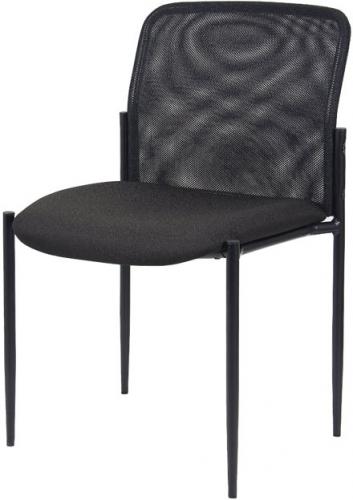 Boss Office Products B6919 Mesh Guest Chair, Patented contemporary style. Powder coated tubular steel frame, Stackable for space saving storage, Waterfall seat to reduce stress on legs, Tapered legs, Dimension 24 W x 24 D x 33 H in, Fabric Type Mesh, Frame Color Black, Cushion Color Black, Seat Size 18