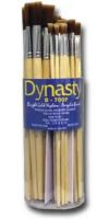 Dynasty B700FD Canister Series B700, Flat Brush Assortment; Non-toxic, natural wood handles are kiln dried; Each canister comes with wood paint stirrers and reusable brush storage container; Each one comes with 50 total flat brushes, 10 each of sizes 2, 4, 6, 8, 10; UPC 018376026234 (DYNASTYB700FD DYNASTY B700FD B700 FD B 700FD DYNASTY-B700FD B700-FD B-700FD) 