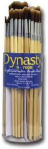 Dynasty B700RD Canister Series B700, Round Brush Assortment; Non-toxic, natural wood handles are kiln dried; Each canister comes with wood paint stirrers and reusable brush storage container; Each one comes with 50 total round brushes, 10 each of sizes 2, 4, 6, 8, 10; UPC 018376026241 (DYNASTYB700RD DYNASTY B700RD B700 RD B 700RD DYNASTY-B700RD B700-RD B-700RD) 