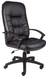 Boss Office Products B7301 High Back Leatherplus Chair, Beautifully upholstered in black LeatherPlus, LeatherPlus is leather that is polyurethane infused for added softness and durability, Executive High Back styling with extra lumbar support, Extra thick seat and back cushion, Dimension 27 W x 28.5 D x 45.5-49 H in, Fabric Type LeatherPlus, Frame Color Black, Cushion Color Black, Seat Size 21" W x 20" D, Seat Height 20" -23.5" H, Arm Height 25.5"-29" H, UPC 751118730111 (B7301 B7301 B7301) 