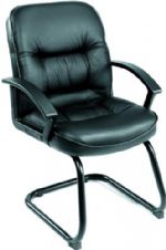 Boss Office Products B7309 Mid Back Leatherplus Guest Chair, Beautifully upholstered with LeatherPlus, Executive Mid Back styling with extra lumbar support, Extra thick seat and back cushion, Cantilever sled base, Dimension 27 W x 28.5 D x 38 H in, Fabric Type LeatherPlus, Frame Color Black, Cushion Color Black, Seat Size 21" W x 20" D, Seat Height 20" H, Arm Height 25.5" H, Wt. Capacity (lbs) 250, Item Weight 34 lbs, UPC 751118730913 (B7309 B7309 B7309) 