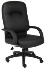 Boss Office Products B7402 High Back Caressoft Chair In Black W/ Knee Tilt, Beautifully upholstered with ultra soft and durable Caressoft upholstery, Executive High Back styling with extra lumbar support, Padded armrests covered with Caressoft upholstery, Solid 27" nylon base with casters, Dimension 27 W x 28.5 D x 43-46.5 H in, Fabric Type Caressoft, Frame Color Black, Cushion Color Black, Seat Size 22" W x 22" D, Seat Height 19" -22.5" H, UPC 751118740219 (B7402 B7402 B7402) 