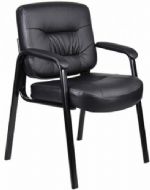 Boss Office Products B7509 Executive Mid Back Leatherplus Guest Chair, Beautifully upholstered in black LeatherPlus.LeatherPlus is leather that is polyurethane infused for added softness and durability, Passive ergonomic seating with built-in lumbar support, Padded armrests covered with Caressoft upholstery.Black steel legs, Matching guest chair for models (B7501) and (B7506), Dimension 23.5 W x 24 D x 34.5 H in, Fabric Type LeatherPlus, Frame Color Black, UPC 751118750911 (B7509 B7509 B7509) 
