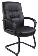 Boss Office Products B7519 Executive Mid Back Leatherplus Guest Chair W/ Cantilever Sled Base, Beautifully upholstered in black LeatherPlus. LeatherPlus is leather that is polyurethane infused for added softness and durability, Passive ergonomic seating with built-in lumbar support, Padded armrests covered with Caressoft upholstery.Black steel cantilever sled base, Matching guest chair for models (B7501) and (B7506), Dimension 27 W x 28.5 D x 34.5 H in, UPC 751118751918 (B7519 B7519 B7519) 