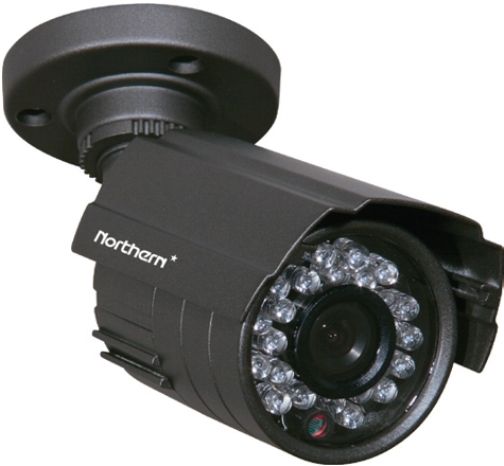 Northern B7IR960 Outdoor IR Bullet Cameras with OSD (On Screen Display), Gray, Sony 960H Chip, 700 Line High Resolution, 3.6mm Fixed Focal Lens, 24 IR LEDs/60 IR Range, Minimum Illumination 0.0 Lux (IR LED On), IR LED Wavelength 850nm, Maximum Aperture F2.0, S/N Ratio More than 52db, Effective Pixels 976 (H) X 495 (V), Scanning System 2:1 Interlaced (B7IR-960 B7IR 960 B7-IR960) 