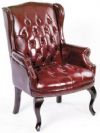 Boss Office Products B809-BY Wingback Traditional Guest Chair In Burgundy, Classic traditional button tufted styling, Elegant Mahogany wood finish on all wood components, Hand applied brass nail head trim, Dimension 29 W x 32 D x 41.5 H in, Fabric Type Leather, Frame Color Mahogany, Cushion Color Burgundy, Seat Size 23" W x 20" D, Seat Height 19" H, Arm Height 25" H, Wt. Capacity (lbs) 250, UPC 751118080940 (B809-BY B809BY BOSSB809BY BOSS-B809-BY BOSS-B809BY) 
