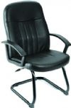 Boss Office Products B8109 Executive Leather Budget Guest Chair, Beautifully upholstered In black LeatherPlus, LeatherPlus is leather that is polyurethane infused for added softness and durability, Passive ergonomic seating with built in lumber support, Matching guest chair for model (B8106), Dimension 25.5 W x 26 D x41 H in, Frame Color Black, Cushion Color Black, Seat Size 20.5" W x 19" D, Seat Height 19" H, Arm Height 26" H, UPC 751118810912 (B8109 B8-109) 