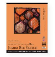 Bee Paper B827T100-1417 Jumbo Bee Sketch Pad 14" x 17"; All purpose, bright white sketch paper with good erasing qualities; Toothy rough surface sketch paper is excellent for pen, charcoal, pencil and crayon; 14" x 17"; Tape bound; 125-sheets; Shipping Weight 3.65 lb; Shipping Dimensions 17.00 x 13.8 x 0.6 in; UPC 718224017260 (BEEPAPERB827T1001417 BEEPAPER-B827T1001417 BEEPAPER-B827T100-1417  B827T1001417 SKETCHING) 