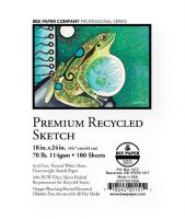Bee Paper B837P100-1824 Premium Recycled Sketch Sheets 18" x 24"; Recycled, heavyweight sketch is a hard, clean, bright white sheet with excellent erasing qualities; Elemental chlorine free sheet has 30% post consumer waste recycled fiber and meets the U.S government standards for a recycled sheet; 70 lb (114 gsm); 18" x 24"; 100 Sheets; Shipping Weight 7.8 lb; UPC 718242201511 (BEEPAPERB837P1001824 BEEPAPER-B837P1001824 BEE-PAPER-B837P100-1824 B837P1001824 SKETCHING PAPER) 