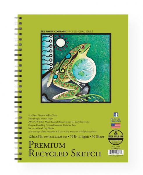 Bee Paper B837S50-912 Premium Recycled Sketch Pad 12