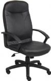 Boss Office Products B8401 High Back Leatherplus Chair, Beautifully upholstered In black LeatherPlus, LeatherPlus is leather that is polyurethane infused for added softness and durability, Passive ergonomic seating with built in lumbar support, Upright locking positions, Dimension 27 W x 27 D x 42-46 H in, Frame Color Black, Cushion Color Black, Seat Size 20" W x 20" D, Seat Height 18" -22" H, Arm Height 24.5"-28" H, UPC 751118840117 (B8401 B-8401) 