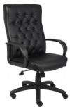 Boss Office Products B8502-BK Button Tufted Executive Chair In Black W/ Knee Tilt, High back executive chair with deep button-tufted back cushions, Provides look of elegance with traditional styling,, Large 27" nylon base for greater stability, Dimension 27 W x 27 D x 43-47 H in, Fabric Type LeatherPlus, Frame Color Black, Cushion Color Black, Seat Size 20.5" W x 20" D, Seat Height 19" -23" H, Arm Height 26.5"-30" H, Wt. Capacity (lbs) 250, UPC 751118850215 (B8502BK B8502-BK B8-502BK) 
