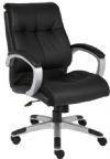 Boss Office Products B8776S-BK Double Plush Mid Back Executive Chair, Beautifully upholstered in LeatherPlus, LeatherPlus is leather and polyurethane for added softness and durability, The seat and back cushions are accented with ventilated mesh side panels which allows air to circulate, Gas lift seat height adjustment, Dimension 31 W x 32 D x 37.5 -40.5 in, Frame Color Silver, Cushion Color Black, Seat Size 20"W X 20.5"D, UPC 751118877618 (B8776SBK B8776S-BK B8776SBK) 
