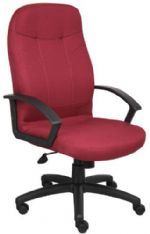 Boss Office Products B8801-BY Executive Fabric Chair In Burgundy, LeatherPlus is leather that is polyurethane infused for added softness and durability, Passive ergonomic seating with built in lumbar support, Upright locking positions, Pneumatic gas lift seat height adjustment, Adjustable tilt tension control, Large 27" nylon base for greater stability, Hooded double wheel casters, Fabric Type Crepe, Frame Color Black, Cushion Color Burgundy, UPC 751118880144 (B8801BY B8801-BY B8-801BY) 