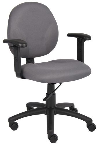 Boss Office Products B9090-GY Boss Diamond Task Chair In Grey, Mid back ergonomic task chair, Contoured back and seat provides support and helps relieve back-strain, Extra large seat and back cushions, Frame Color: Black, Cushion Color: Grey, Seat Size: 20