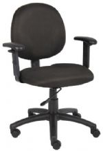 Boss Office Products B9091-BK Boss Diamond Task Chair W/ Adjustable Arms In Black, Mid back ergonomic task chair, Contoured back and seat provides support and helps relieve back-strain, Extra large seat and back cushions, With adjustable arms, Frame Color: Black, Cushion Color: Black, Seat Size: 20" W x 18" D, Seat Height: 17" - 22" H, Arm Height: 24"-32" H, Wt. Capacity (lbs): 250, Item Weight: 32 lbs, UPC 751118909111 (B9091BK B9091-BK B9091BK) 