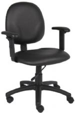 Boss Office Products B9091-CS Boss Diamond Task Chair W/ Adjustable Arms In Black Caressoft, Mid back ergonomic task chair, Contoured back and seat provides support and helps relieve back-strain, Extra large seat and back cushions, With adjustable arms, Frame Color: Black, Cushion Color: Black, Seat Size: 20" W x 18" D, Seat Height: 17" - 22" H, Arm Height: 24"-32" H, Wt. Capacity (lbs): 250, Item Weight: 32 lbs, UPC 751118909180 (B9091CS B9091-CS B9091CS) 