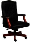 Boss Office Products B915-BK Executive Black Leather Chair With Cherry Finish, Classic traditional button tufted styling, Elegant traditional Cherry finish on all wood components, Hand applied brass nails, Dimension 27 W x 28 D x 43-46.5 H in, Fabric Type LeatherPlus, Frame Color Cherry, Cushion Color Black, Seat Size 24" W x 19" D, Seat Height 19" -23" H, Arm Height 27"-30.5" H, UPC 751118091519 (B915BK B915-BK B915BK) 