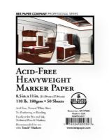 Bee Paper B926P50-8511 Acid-Free Heavyweight Marker Paper Sheets 8.5" x 11"; Acid free, natural white sheet with excellent erasing qualities; Crisp, bleed proof, ultra smooth sheets are especially designed for detailed work; UPC 718224200358 (BEEPAPERB926P508511 BEEPAPER-B926P508511 BEE-PAPER-B926P50-8511 BEE/PAPER/B926P50/8511 B926P508511 DRAWING MARKER) 