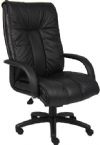 Boss Office Products B9302 Italian Leather High Back Executive Chair W/ Knee Tilt, Italian executive leather chair, Beautifully upholstered with imported Italian top grain Leather, Executive High Back styling with extra lumbar support, Pneumatic gas lift seat height adjustment, Dimension 28 W x 33.5 D x 45-49 H in, Frame Color Black, Cushion Color Black, Seat Size 23" W x 22" D, Seat Height 19" -23" H, Arm Height 26"-30" H, UPC 751118930214 (B9302 B9302) 