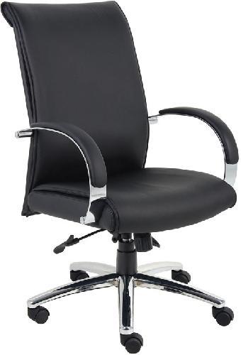 Boss Office Products B9431-BK Caressoftplus Executive Series, Upholstered with breathable CaressoftPlus, High crown chrome base, 2 paddle spring tilt mechanism with infinite lock, Gas lift seat height adjustment, Dimension 27.5 W x 32 D x 40.5 -43.5 H in, Fabric Type CaressoftPlus, Frame Color Chrome, Cushion Color Black, Seat Size 20